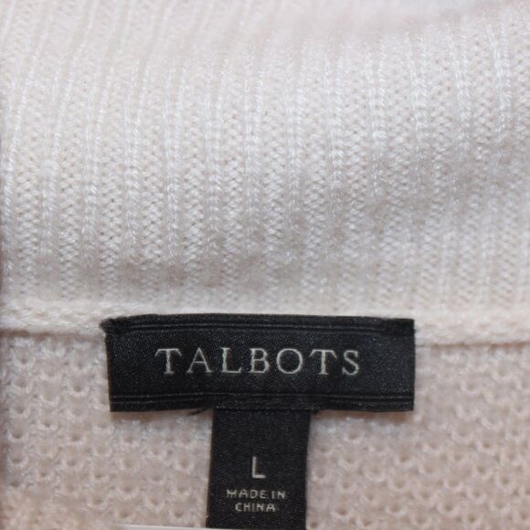 Talbots Cream Sweater Lambswool Blend Women size Large - Picture 6 of 10